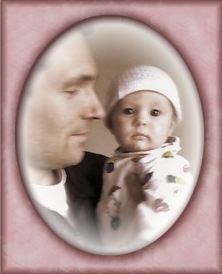 Portrait with sepia tones, vignette, and digital frame